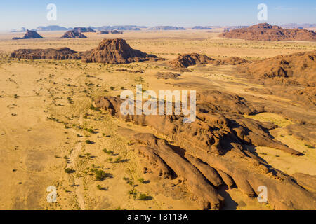 Aerial of the Ennedi Plateau, UNESCO World Heritage Site, Ennedi region, Chad, Africa Stock Photo