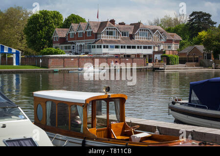 The headquarters of the Leander Rowing Club viewed from across the Thames at Henley-on-Thames. Stock Photo