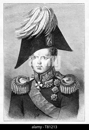 Grand Duke Konstantin Pavlovich, Russian crown Prince, the second son of Paul I and Maria Feodorovna, considered the heir to the Russian throne. Digital improved reproduction from Illustrated overview of the life of mankind in the 19th century, 1901 edition, Marx publishing house, St. Petersburg Stock Photo