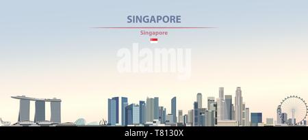 Singapore city skyline on beautiful daytime background vector illustration Stock Vector