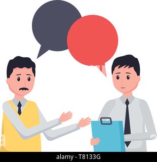 business men with clipboard talking Stock Vector