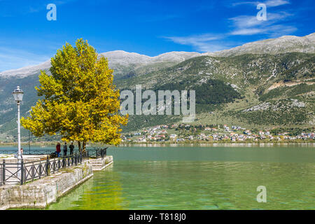 Ioannina, at the lake Pamvotis or Pamvotida, the famous lake of the city of Ioannins, in Epirus region, northern Greece, Europe. Stock Photo