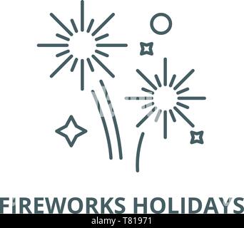 Fireworks holidays vector line icon, outline concept, linear sign Stock Vector
