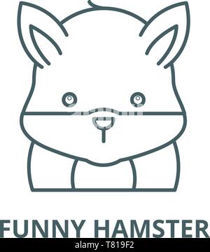 Funny hamster vector line icon, linear concept, outline sign, symbol Stock Vector
