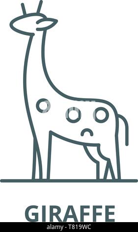 Giraffe vector line icon, linear concept, outline sign, symbol Stock Vector