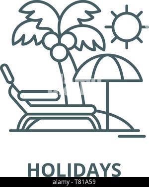 Holidays by the sea vector line icon, linear concept, outline sign, symbol Stock Vector