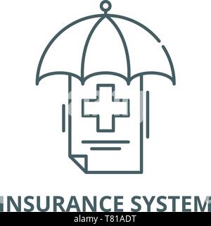 Insurance system vector line icon, linear concept, outline sign, symbol Stock Vector