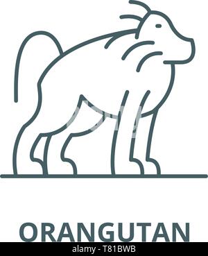 Orangutan vector line icon, linear concept, outline sign, symbol Stock Vector