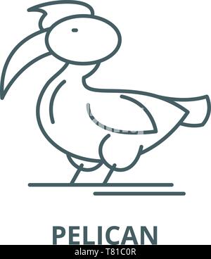 Pelican vector line icon, linear concept, outline sign, symbol Stock Vector