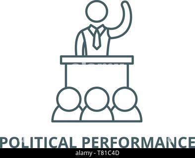 Political performance vector line icon, linear concept, outline sign, symbol Stock Vector