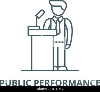 Public performance vector line icon, linear concept, outline sign, symbol Stock Vector