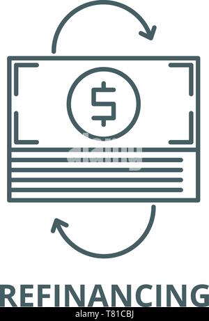 compound interest line icon, outline symbol, vector illustration ...