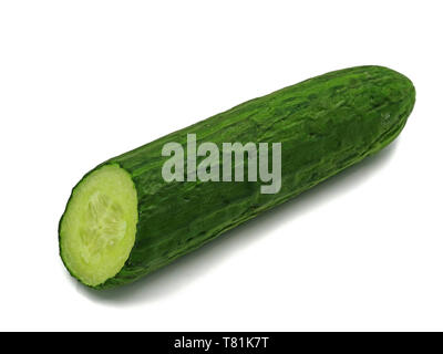 sliced old cucumber isolated on white background Stock Photo