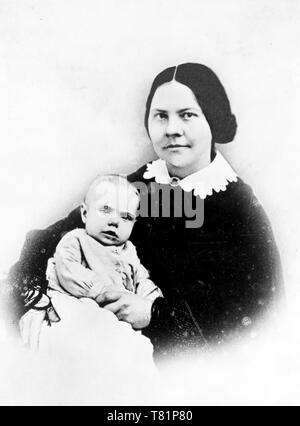 Lucy Stone with Daughter Alice Stone Blackwell, 1858 Stock Photo