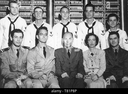 WWII, Grace Hopper with Harvard Mark 1 Computer, 1944 Stock Photo