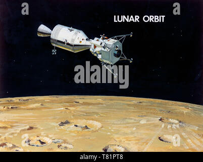 NASA, Apollo Spacecraft Lunar Orbit, 1966 Stock Photo