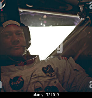 Apollo 11, Buzz Aldrin In Lunar Module After EVA, 1969 Stock Photo