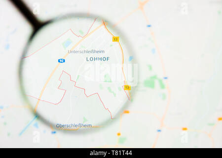Unterschleissheim city in Germany, Bavaria visualization illustrative concept on screen through magnifying glass Stock Photo