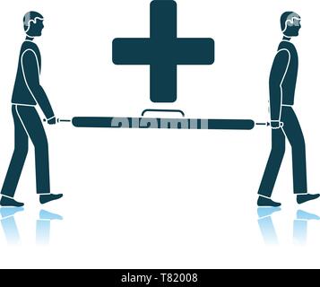Soccer Medical Staff Carrying Stretcher Icon. Shadow Reflection Design. Vector Illustration. Stock Vector