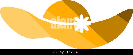 Elegant Woman Hat Icon. Flat Color Ladder Design. Vector Illustration. Stock Vector