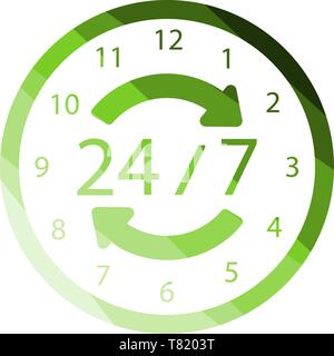 24 Hour Icon. Flat Color Ladder Design. Vector Illustration. Stock Vector