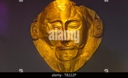 Máscara de Agamenon, Museo Arqueológico Nacional, Atenas, Grecia Stock Photo