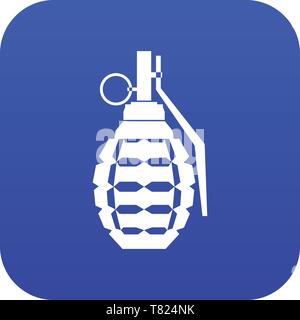 Hand grenade, bomb explosion icon digital blue Stock Vector