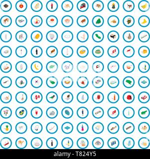 100 world tour icons set, isometric 3d style Stock Vector