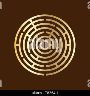 Round gold labyrinth maze game vector illustration EPS10 Stock Vector