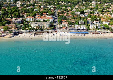 France, Bouches du Rhone, La Ciotat, the Grande Plage (aerial view) Stock Photo