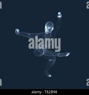 Man Doing Yoga Workout. 3D Model of Man. Healthy lifestyle. Training Concept. Vector Illustration. Stock Vector