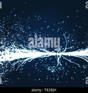 Electricity lighting effects. Array with Dynamic Particles. 3d Futuristic technology style. Abstract Background. Glowing points. Vector Illustration. Stock Vector
