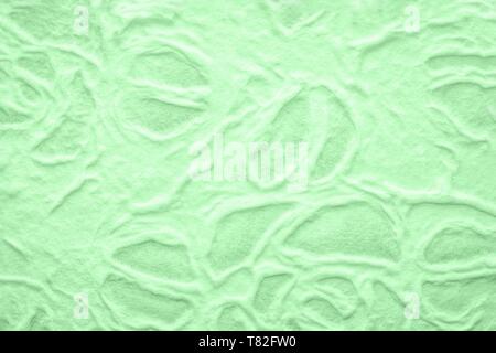 Handmade mulberry paper texture background. Green mint color paper Stock Photo