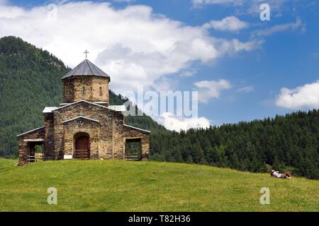 Georgia, Kakheti, Tusheti National Park, the Orthodox Church of Shenako Stock Photo