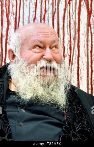 France, Paris, Galerie RX, Hermann Nitsch, Hermann Nitsch, contemporary Austrian artist, co founder of the Wiener Aktionismus movement (Viennese Actionism) Stock Photo