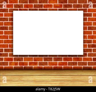 Vector background with white banner on brick wall Stock Vector