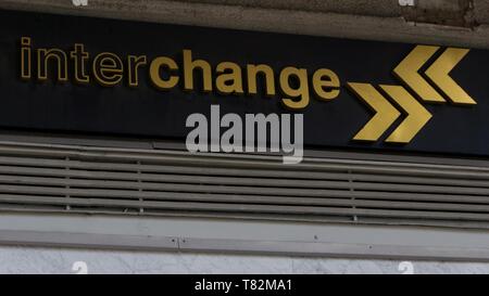 Budapest Hungary 03 15 2019 Travel currency exchange counter service. Money exchange shop in Budapest for visitor and tourist. Stock Photo