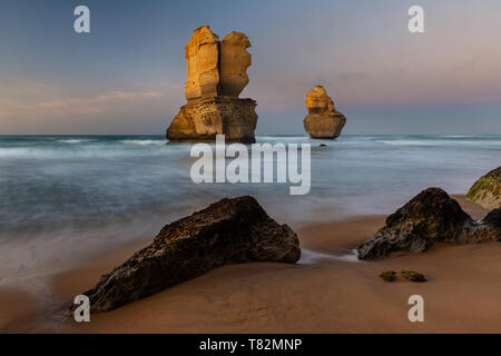 Dawn at the beach of Port Campbell National Park. Stock Photo