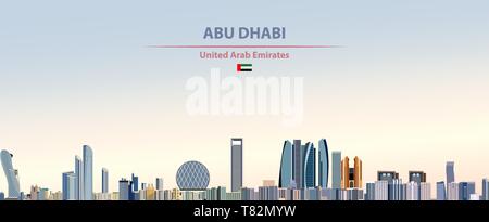 Abu Dhabi city skyline on beautiful daytime background vector illustration Stock Vector