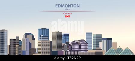 Edmonton city skyline on beautiful daytime background vector illustration Stock Vector