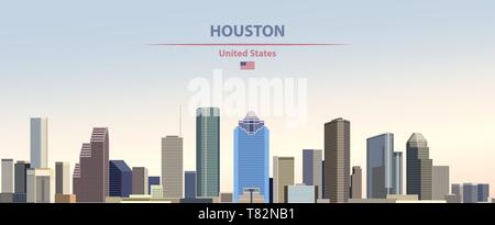 Houston city skyline on beautiful daytime background vector illustration Stock Vector