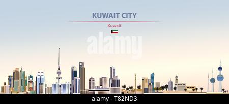Kuwait City skyline on beautiful daytime background vector illustration Stock Vector