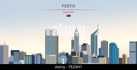 Perth city skyline on beautiful daytime background vector illustration Stock Vector