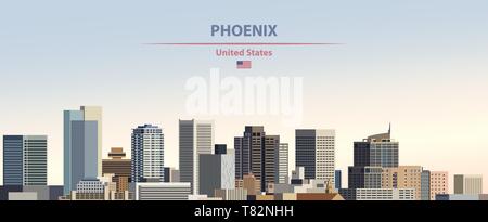 Phoenix city skyline on beautiful daytime background vector illustration Stock Vector