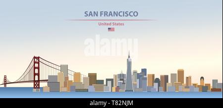 San Francisco city skyline on beautiful daytime background vector illustration Stock Vector