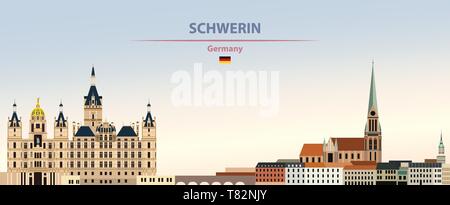 Schwerin city skyline on beautiful daytime background vector illustration Stock Vector