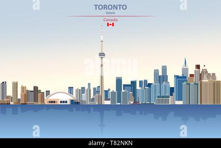 Toronto city skyline on beautiful daytime background vector illustration Stock Vector
