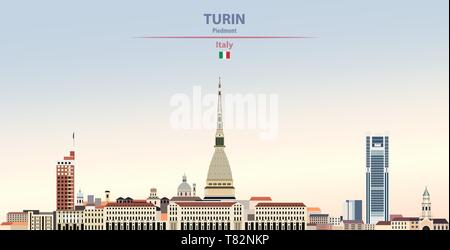 Turin city skyline on beautiful daytime background vector illustration Stock Vector