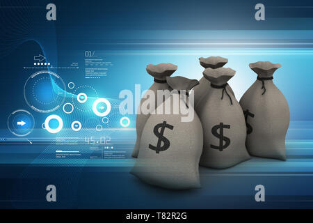 Dollar kept in sack Stock Photo