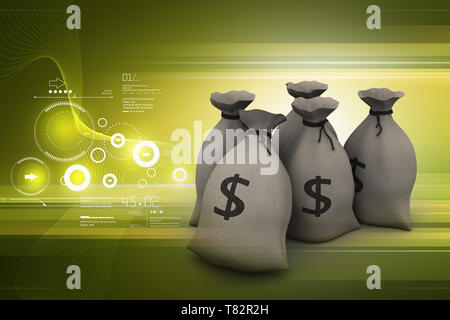 Dollar kept in sack Stock Photo